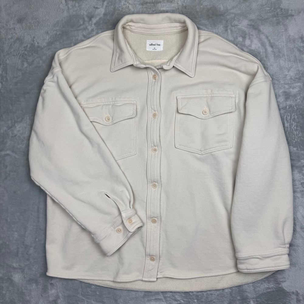 Wilfred Free Organic Cotton Oversized Ivory Shirt Jacket Shacket‎ 2XL